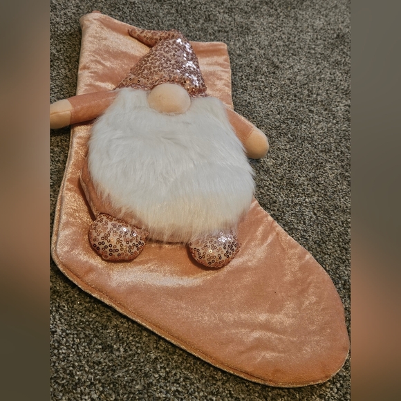 NEW! Rose Pink GNOME Stocking Sequin Sparkle Christmas Decor Brand New - Picture 3 of 3